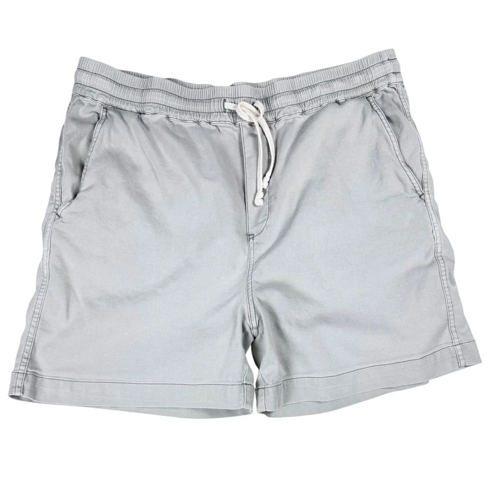 Faherty Mens Gray Organic Cotton Linen Blend Drawstring Shorts Size L 5 Inseam